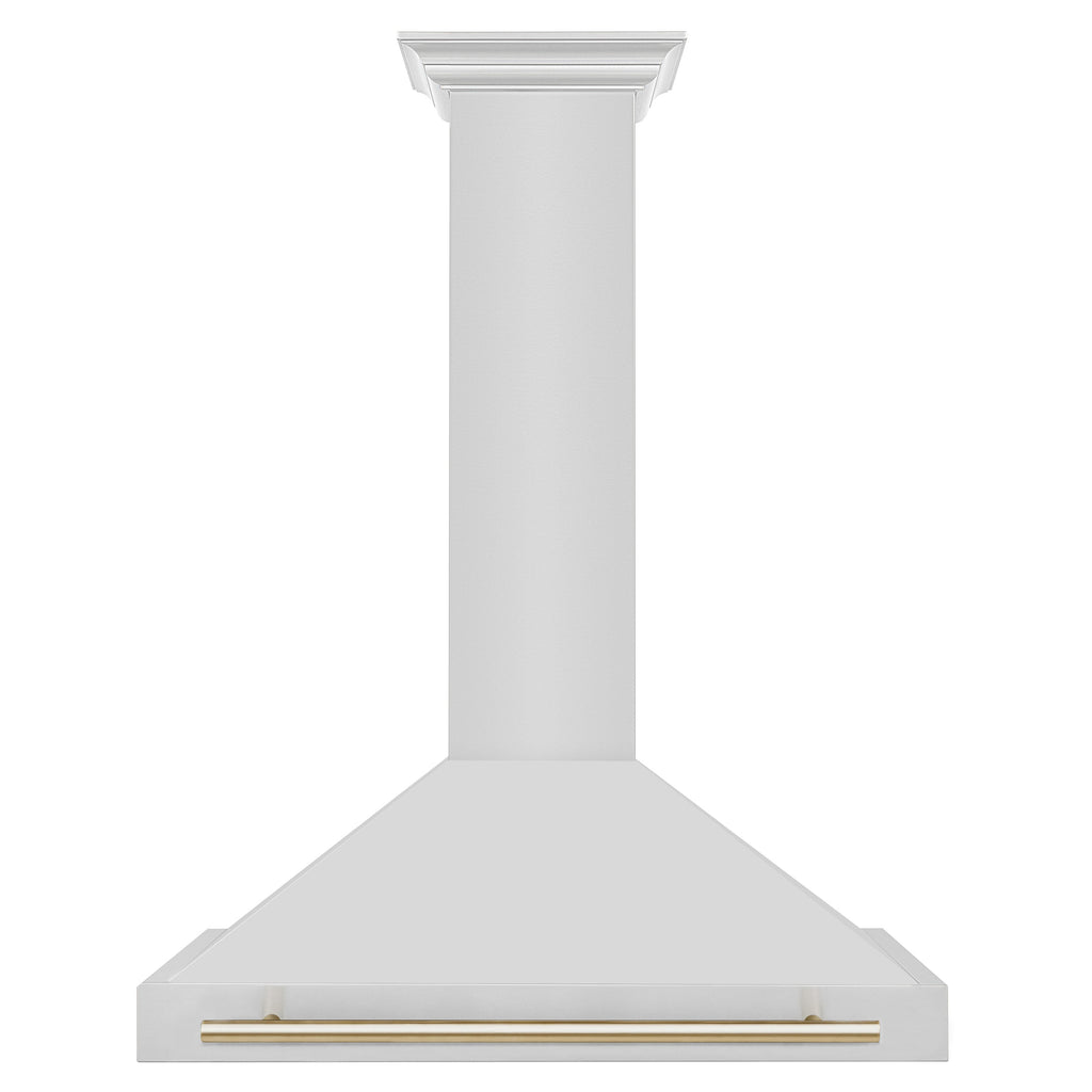ZLINE 36 Inch Range Hood Stainless Steel Wall Mount Autograph Edition Gold Handle 4-Speed Fan KB4STZ-36-G