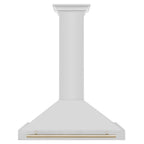 ZLINE 36 Inch Range Hood Stainless Steel Wall Mount Autograph Edition Gold Handle 4-Speed Fan KB4STZ-36-G