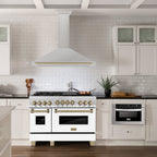 ZLINE 48 in. Wall Mount Range Hood Convertible Satin Stainless Steel Champagne Bronze Handle (KB4SNZ-48-CB)