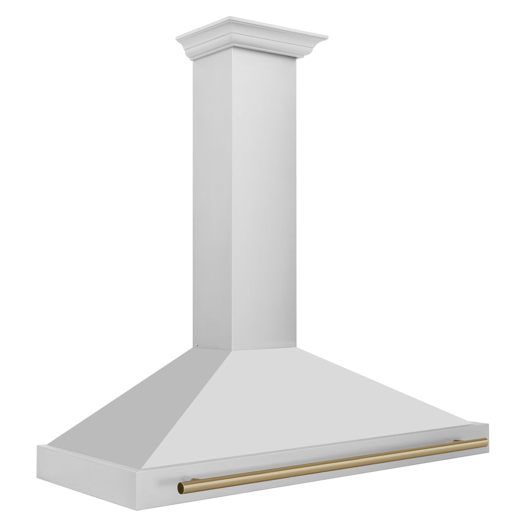 ZLINE 48-Inch Wall Mount Range Hood Stainless Steel Champagne Bronze Handle Autograph Edition (KB4STZ-48-CB)
