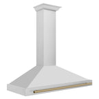 ZLINE 48-Inch Wall Mount Range Hood Stainless Steel Champagne Bronze Handle Autograph Edition (KB4STZ-48-CB)