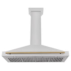 ZLINE 48 in. Wall Mount Range Hood Convertible Satin Stainless Steel Champagne Bronze Handle (KB4SNZ-48-CB)