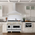 ZLINE 48 in. Wall Mount Range Hood Stainless Steel with Gold Handle Autograph Edition (KB4STZ-48-G)