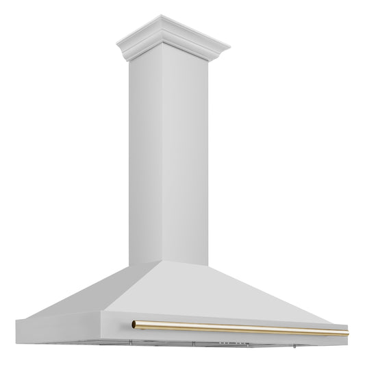 ZLINE 48 in. Wall Mount Range Hood Stainless Steel with Gold Handle Autograph Edition (KB4STZ-48-G)