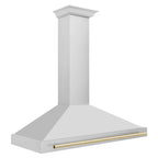 ZLINE 48 in. Wall Mount Range Hood Stainless Steel with Gold Handle Autograph Edition (KB4STZ-48-G)