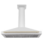 ZLINE 48 in. Wall Mount Range Hood Stainless Steel with Gold Handle Autograph Edition (KB4STZ-48-G)