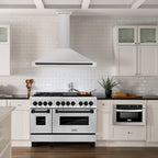 ZLINE 48 Inch Wall Mount Range Hood Stainless Steel Matte Black Handle 4-Speed Ventilation (KB4STZ-48-MB)