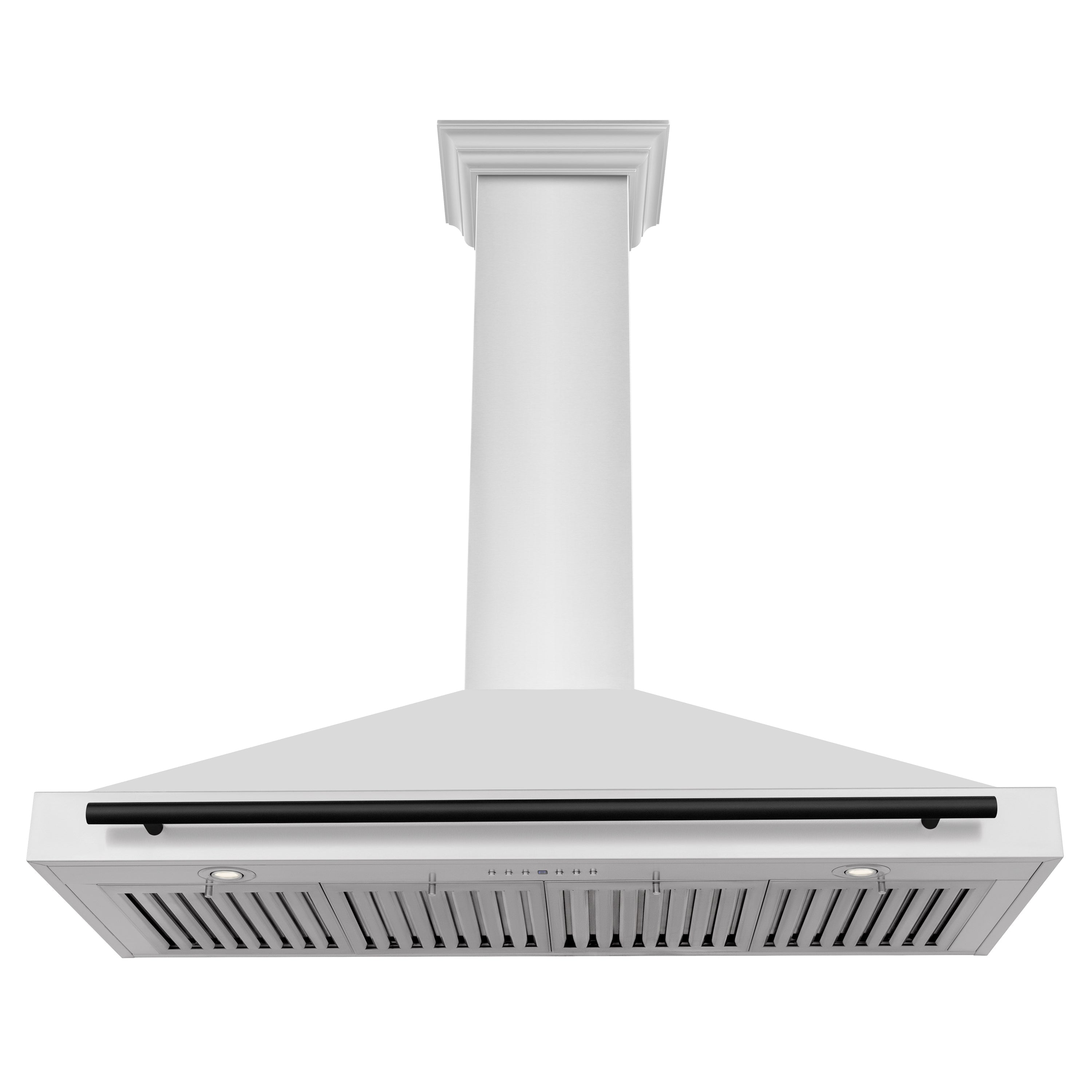 ZLINE 48 Inch Wall Mount Range Hood Stainless Steel Matte Black Handle 4-Speed Ventilation (KB4STZ-48-MB)