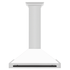 ZLINE 36 in. Wall Mount Range Hood Stainless Steel White Matte Shell Black Handle Autograph Edition (KB4STZ-WM36-MB)