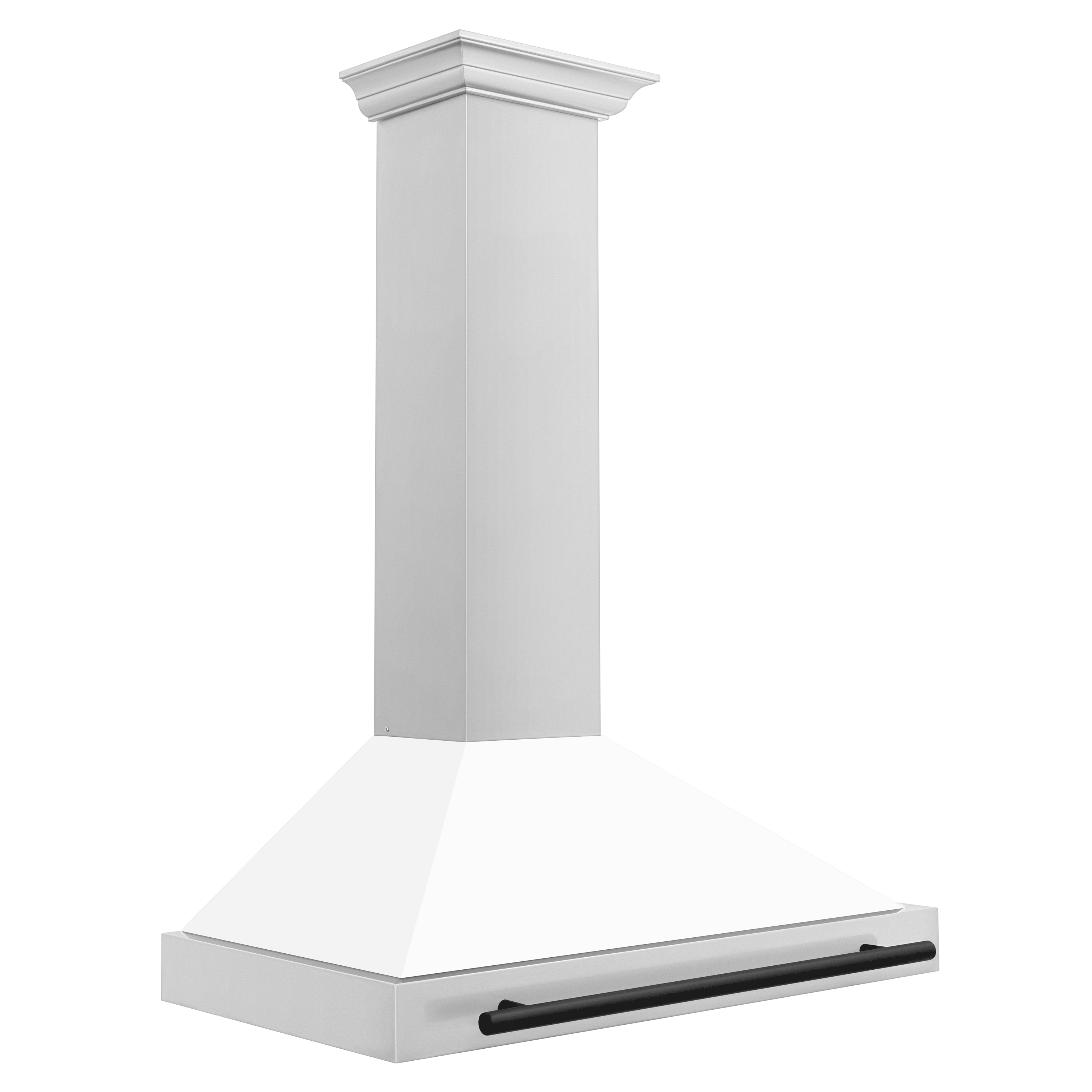 ZLINE 36 in. Wall Mount Range Hood Stainless Steel White Matte Shell Black Handle Autograph Edition (KB4STZ-WM36-MB)
