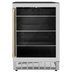 ZLINE Autograph 24" Monument 154 Can Beverage Fridge in Stainless Steel with Champagne Bronze Accents, RBVZ-US-24-CB