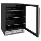 ZLINE Autograph 24" Monument 154 Can Beverage Fridge in Stainless Steel with Champagne Bronze Accents, RBVZ-US-24-CB