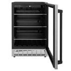 ZLINE Autograph 24" Monument 154 Can Beverage Fridge in Stainless Steel with Black Accents, RBVZ-US-24-MB