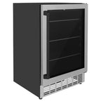 ZLINE Autograph 24" Monument 154 Can Beverage Fridge in Stainless Steel with Black Accents, RBVZ-US-24-MB