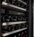 ZLINE Autograph 24" Monument Dual Zone 44-Bottle Wine Cooler in Stainless Steel with Matte Black Accents, RWVZ-UD-24-MB