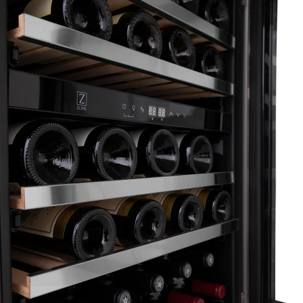 ZLINE Autograph 24" Monument Dual Zone 44-Bottle Wine Cooler in Stainless Steel with Champagne Bronze Accents, RWVZ-UD-24-CB