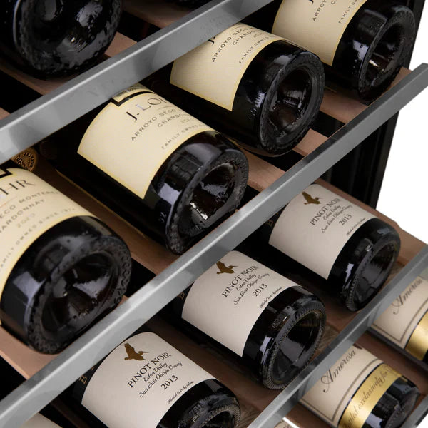 ZLINE Autograph 24" Monument Dual Zone 44-Bottle Wine Cooler in Stainless Steel with Gold Accents, RWVZ-UD-24-G