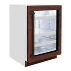 ZLINE 24" Touchstone 151 Can Beverage Fridge with Hand Hammered Copper Glass Door, RBSO-HH-24