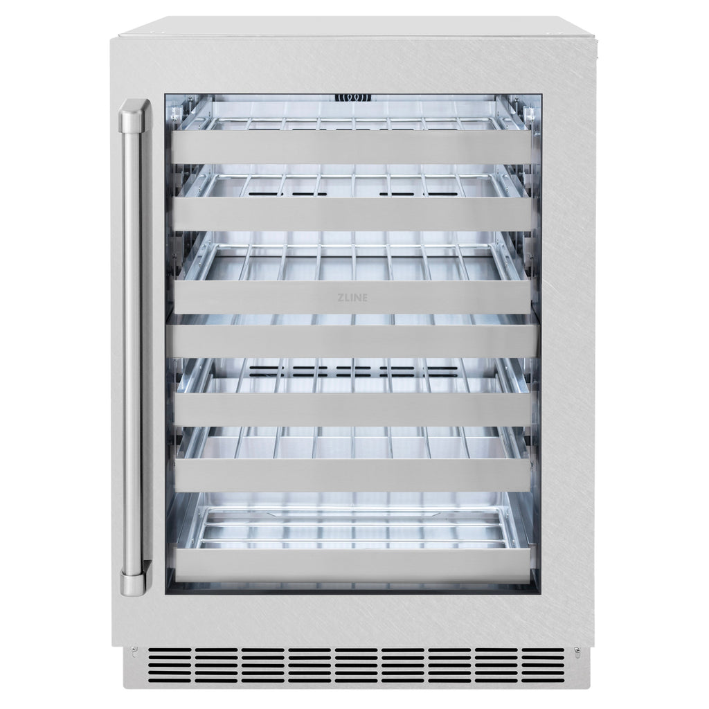 ZLINE 24" Touchstone Dual Zone 44 Bottle Wine Cooler with Satin Stainless Steel Glass Door, RWDO-SN-24