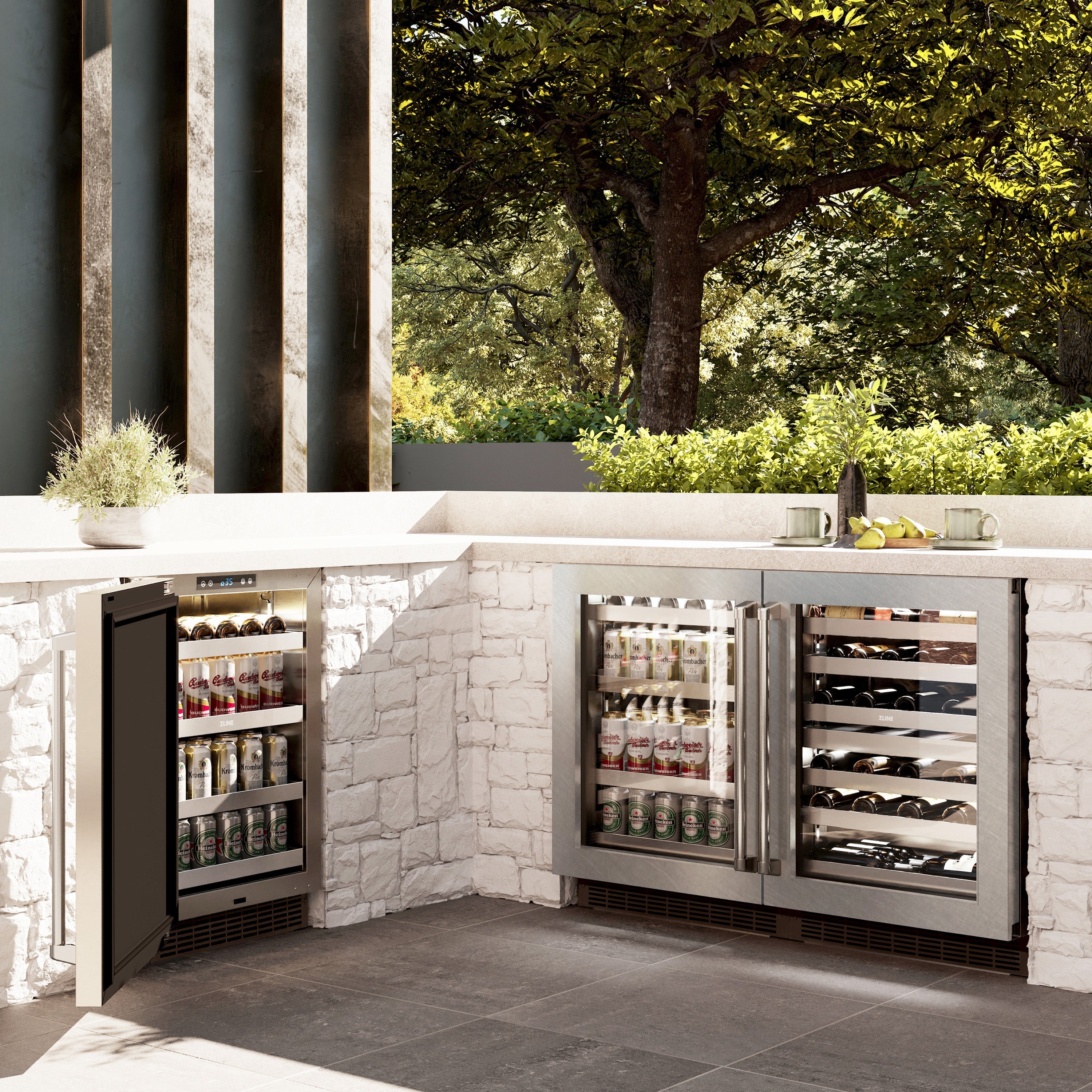 ZLINE 24" Touchstone Dual Zone 44 Bottle Wine Cooler with Satin Stainless Steel Glass Door, RWDO-SN-24