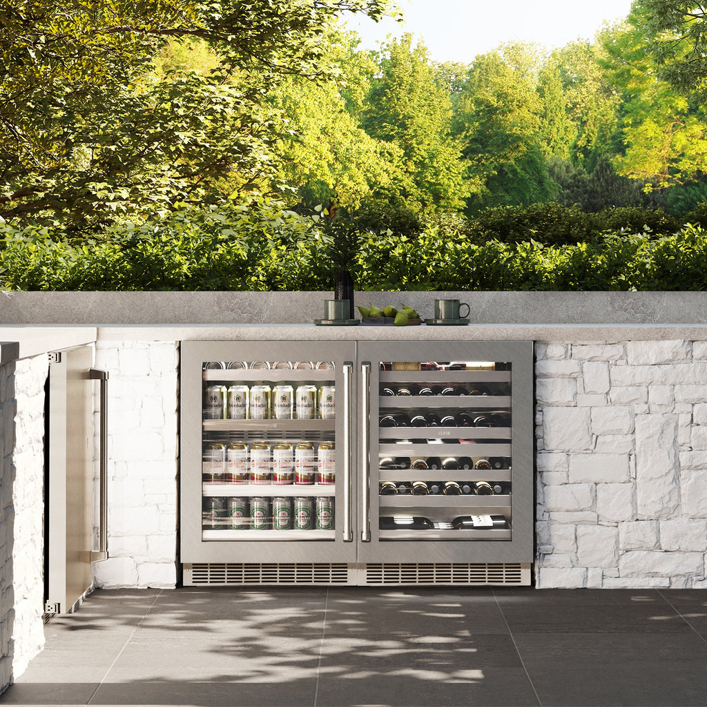 ZLINE 24" Touchstone Dual Zone 44 Bottle Wine Cooler with Satin Stainless Steel Glass Door, RWDO-SN-24