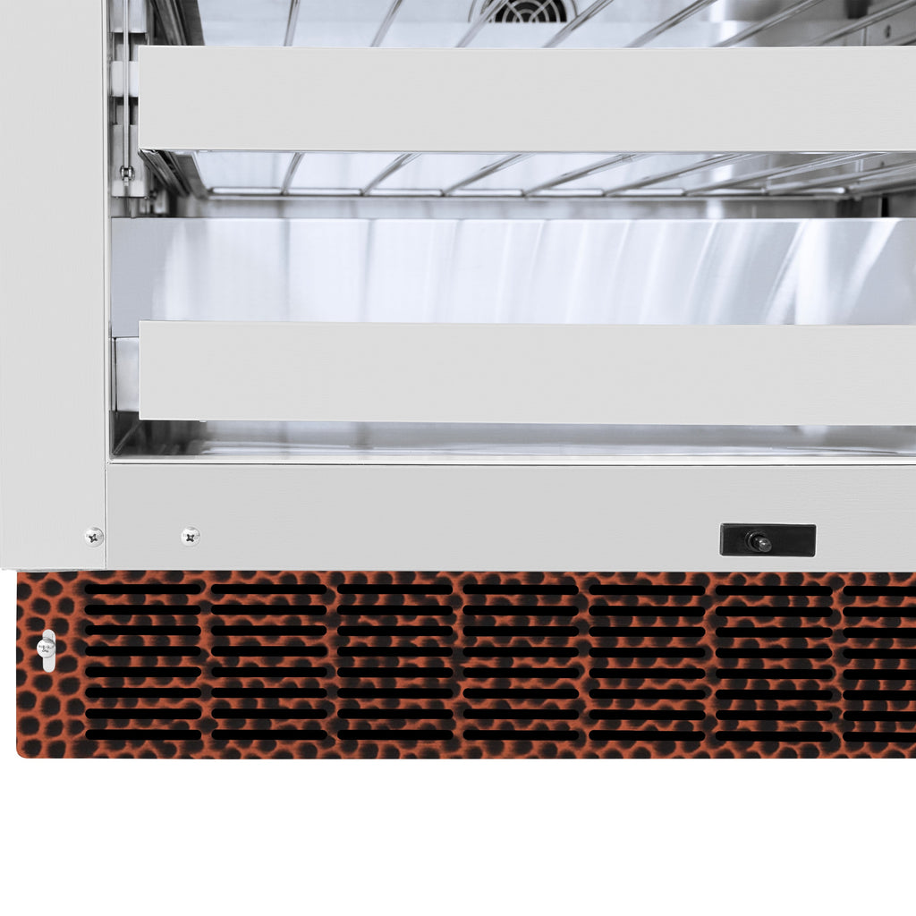 ZLINE 24" Touchstone Dual Zone 44 Bottle Wine Cooler with Hand Hammered Copper Glass Door, RWDO-HH-24