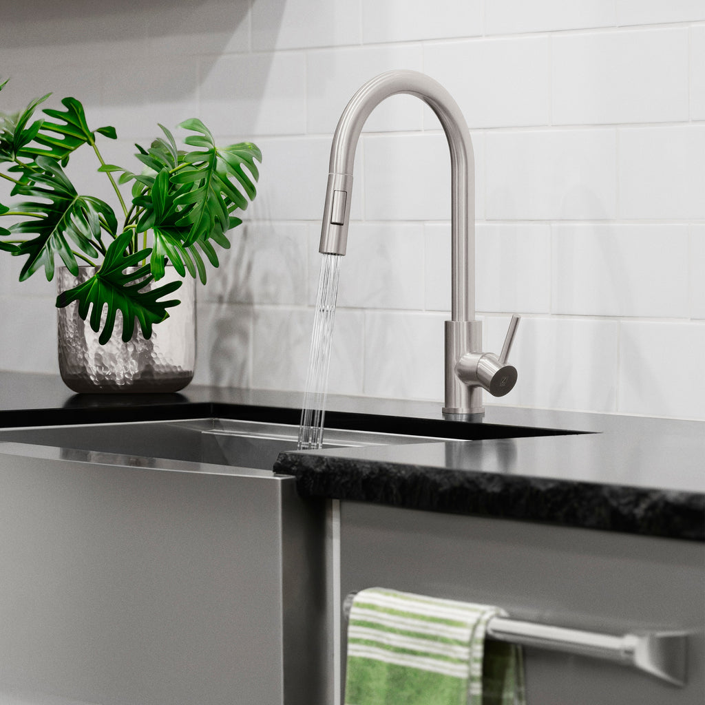 ZLINE Rubicon Pull Down Single Handle Kitchen Faucet in Brushed Nickel, RBCN1-KF-BN
