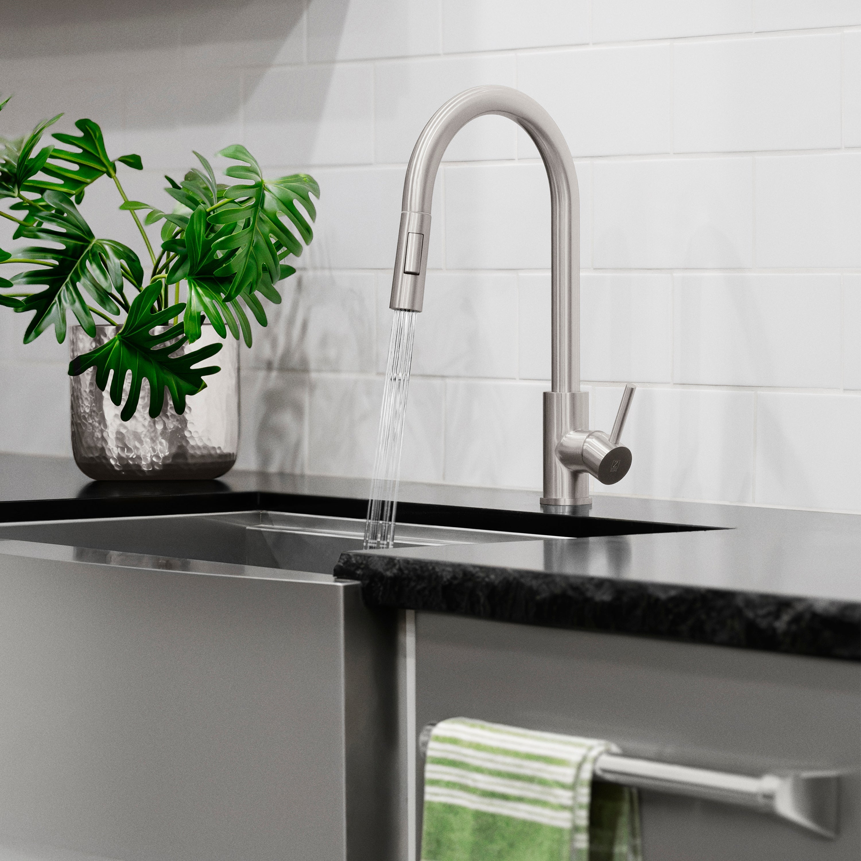 ZLINE Rubicon Pull Down Single Handle Kitchen Faucet in Brushed Nickel, RBCN1-KF-BN