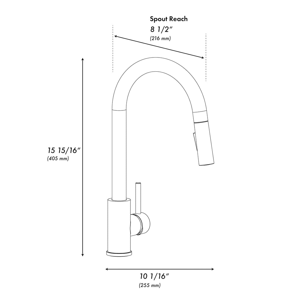 ZLINE Rubicon Pull Down Single Handle Kitchen Faucet in Matte Black, RBCN1-KF-MB