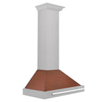 ZLINE 30 in. Wall Mount Range Hood, Convertible, Satin Stainless Steel with Copper Shell and Stainless Steel Handle (KB4SNX-C-30)