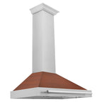 ZLINE 36 in. Wall Mount Range Hood, Convertible, Satin Stainless Steel, Copper Shell, Stainless Steel Handle (KB4SNX-C-36)