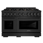 ZLINE 48 in. Dual Fuel Range with Double Oven, 6.7 cu. ft., 8 Brass Burners, Black Stainless Steel (HDRB-BR-48)