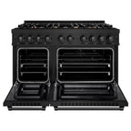 ZLINE 48 in. Dual Fuel Range with Double Oven, 6.7 cu. ft., 8 Brass Burners, Black Stainless Steel (HDRB-BR-48)