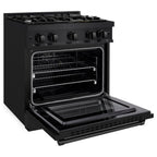 ZLINE 30 in. Dual Fuel Range 4.2 cu. ft. 4 Burner Cooktop Black Stainless Steel, MODEL HDRB-30