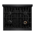 ZLINE 30 in. Dual Fuel Range 4.2 cu. ft. 4 Burner Cooktop Black Stainless Steel, MODEL HDRB-30