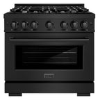 ZLINE 36 in. Select Dual Fuel Range with 6 Burners, 5.2 cu. ft. Oven Capacity, Black Stainless Steel (HDRB-36)