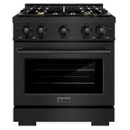 ZLINE 30 in. Gas Range 4.2 cu. ft. with 4 Brass Burners, Convection Oven, Black Stainless Steel (HGRB-BR-30)