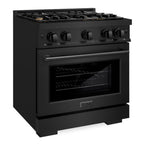 ZLINE 30 in. Gas Range 4.2 cu. ft. with 4 Brass Burners, Convection Oven, Black Stainless Steel (HGRB-BR-30)