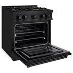 ZLINE 30 in. Gas Range 4.2 cu. ft. with 4 Brass Burners, Convection Oven, Black Stainless Steel (HGRB-BR-30)