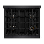 ZLINE 30 in. Gas Range 4.2 cu. ft. with 4 Brass Burners, Convection Oven, Black Stainless Steel (HGRB-BR-30)