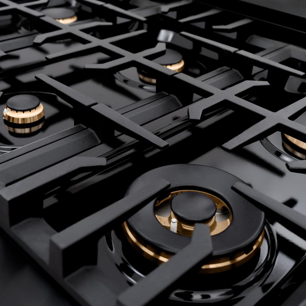 ZLINE 48 in. Gas Range Double Oven 6.7 cu. ft. Black Stainless Steel with 8 Brass Burners (HGRB-BR-48)