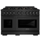 ZLINE 48 in. Gas Range Double Oven 6.7 cu. ft. Black Stainless Steel with 8 Brass Burners (HGRB-BR-48)