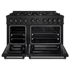 ZLINE 48 in. Gas Range Double Oven 6.7 cu. ft. Black Stainless Steel with 8 Brass Burners (HGRB-BR-48)