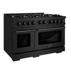 ZLINE 48 in. Gas Range Double Oven 6.7 cu. ft. Black Stainless Steel with 8 Brass Burners (HGRB-BR-48)