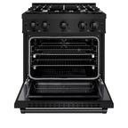 ZLINE 30 in. Gas Range 4.2 cu. ft. 4 Burners Black Stainless Steel (HGRB-30)