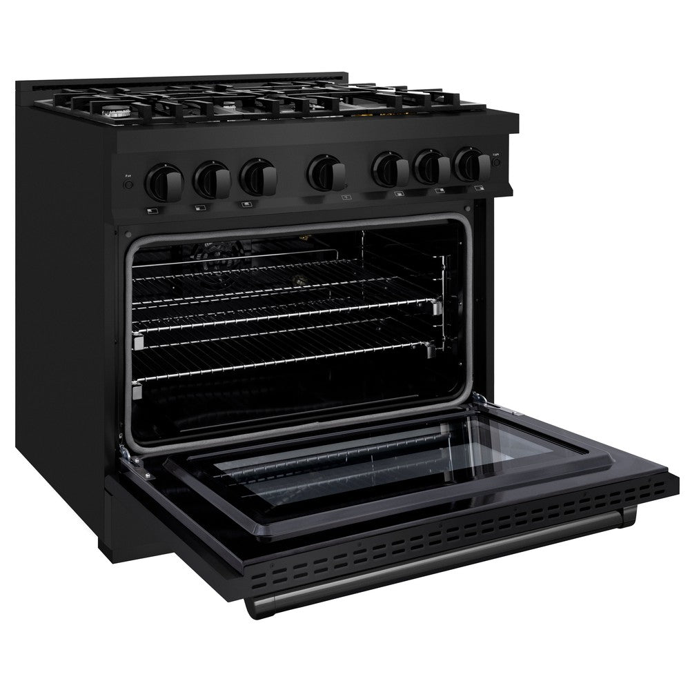 ZLINE 36 in. Gas Range 5.2 cu. ft. 6 Burners Black Stainless Steel (HGRB-36)