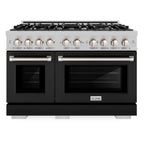 ZLINE 30 in. Select Gas Range with 4 Burners and Convection Gas Oven, 4.2 cu. ft., Satin Stainless Steel with Black Matte Door (HGRS-BLM-30)