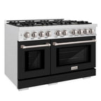 ZLINE 30 in. Select Gas Range with 4 Burners and Convection Gas Oven, 4.2 cu. ft., Satin Stainless Steel with Black Matte Door (HGRS-BLM-30)