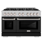 ZLINE 48 in. Dual Fuel Range Double Oven 6.7 cu. ft. 8 Gas Burners Satin Stainless Steel Black Matte Doors (HDRS-BLM-48)