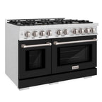 ZLINE 48 in. Dual Fuel Range Double Oven 6.7 cu. ft. 8 Gas Burners Satin Stainless Steel Black Matte Doors (HDRS-BLM-48)
